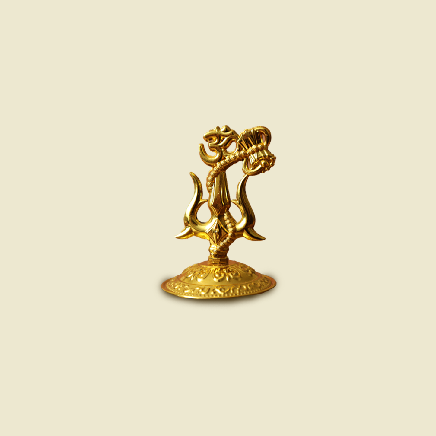 Shiva Trishul with Damru Om Symbol Idol-Miniature Shiv Trishul Murti [28g]