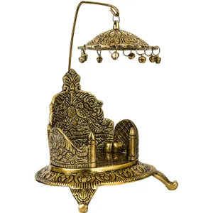 Oxidised Metal Mukali Stool Sinhasan