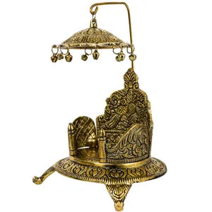 Oxidised Metal Mukali Stool Sinhasan