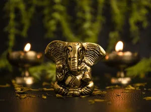 Oxidised Metal Ear Ganesha Idol