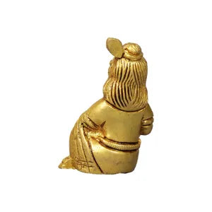 Brass Baby Krishna Statue Holding a Makhan Pot