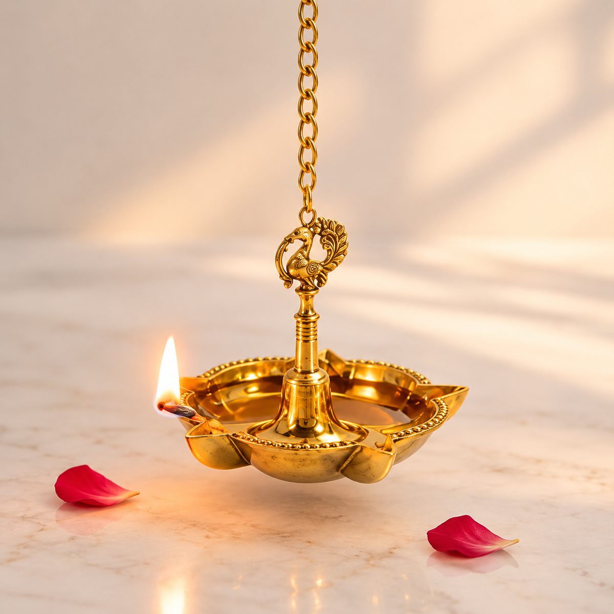 Brass Hanging Diya with Chain