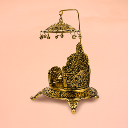 Oxidised Metal Mukali Stool Sinhasan