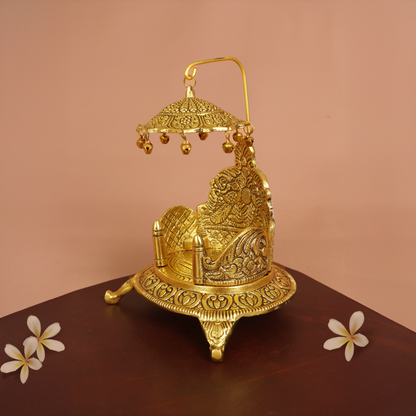 Oxidised Metal Mukali Stool Sinhasan