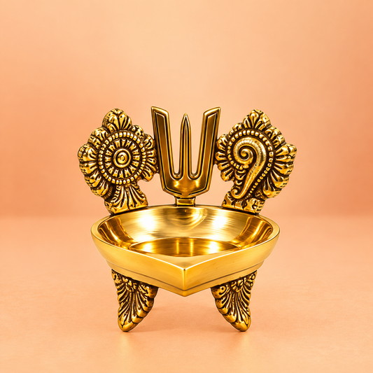 Brass Namah Diya (Sangu Chakara Namah) (Pital Conch Chakra Deepak)