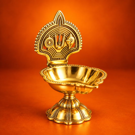Brass Shangu Chakra Deepam With Stand
