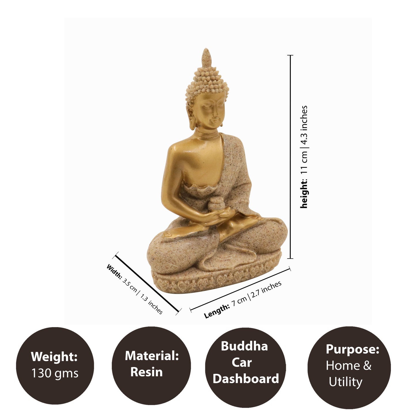 Resin Buddha Big Gold (Buddha Murti Bada Sona)