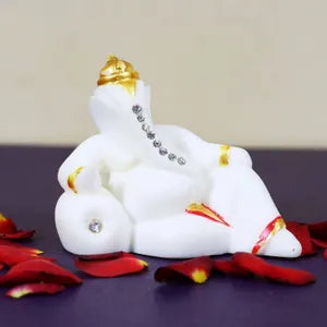 बैठे हुए सफेद गणेश डैशबोर्ड मूर्ति