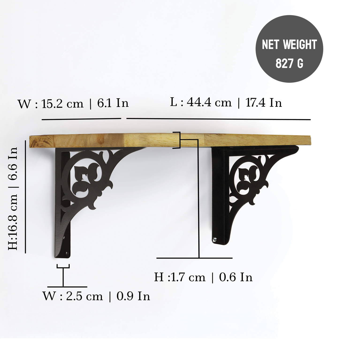 Wooden Pooja Shelf - Single Floral (Lakdi Puja Shelf Phool Design)