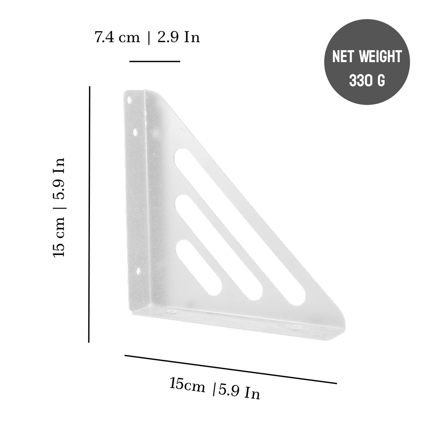 Wooden Pooja Shelf-Lines Brackets White (Lakdi Puja Shelf Safed)