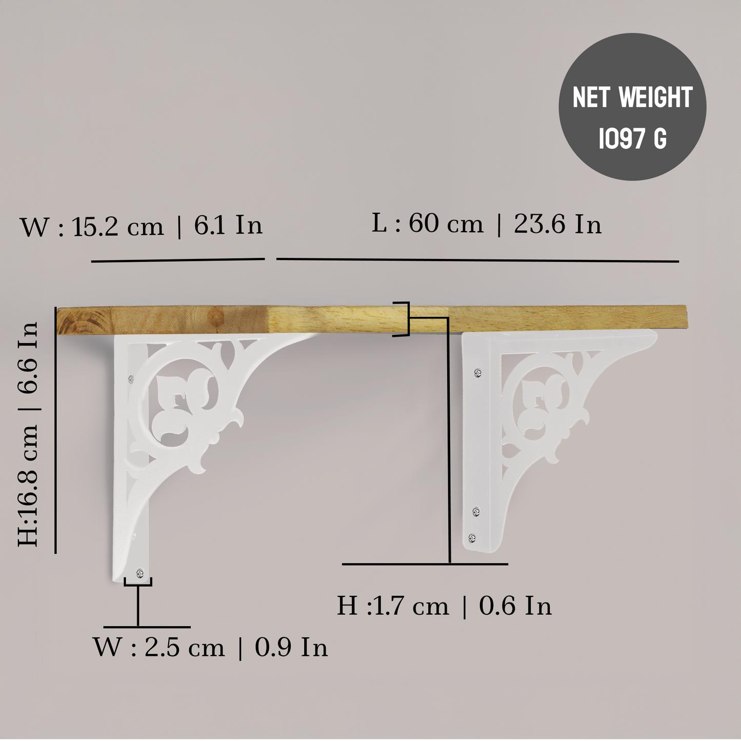 Wooden Pooja Shelf - Single Floral (Lakdi Puja Shelf Phool Design)