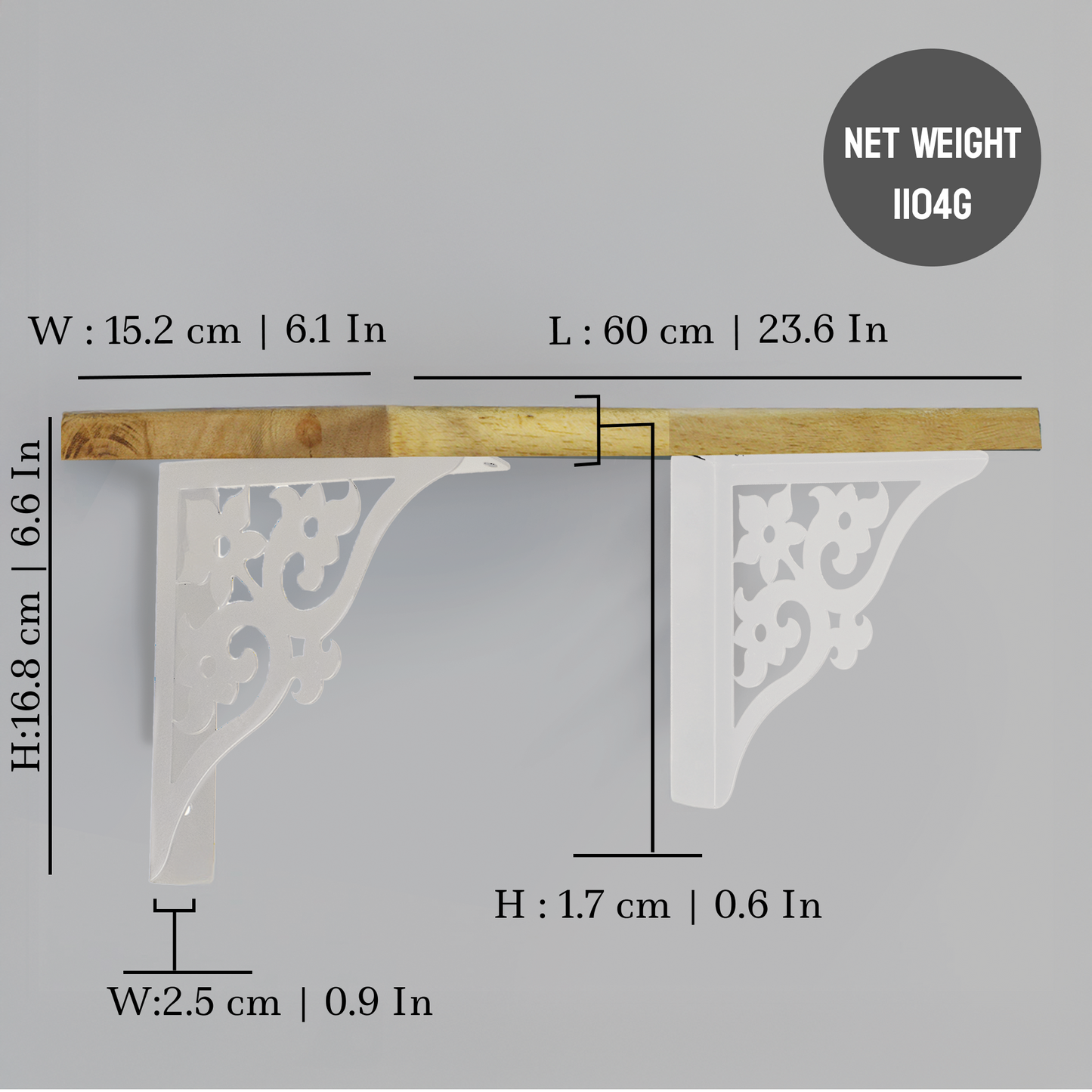 Wooden Pooja Shelf - Triple Floral (Lakdi Puja Shelf Teen Phool)