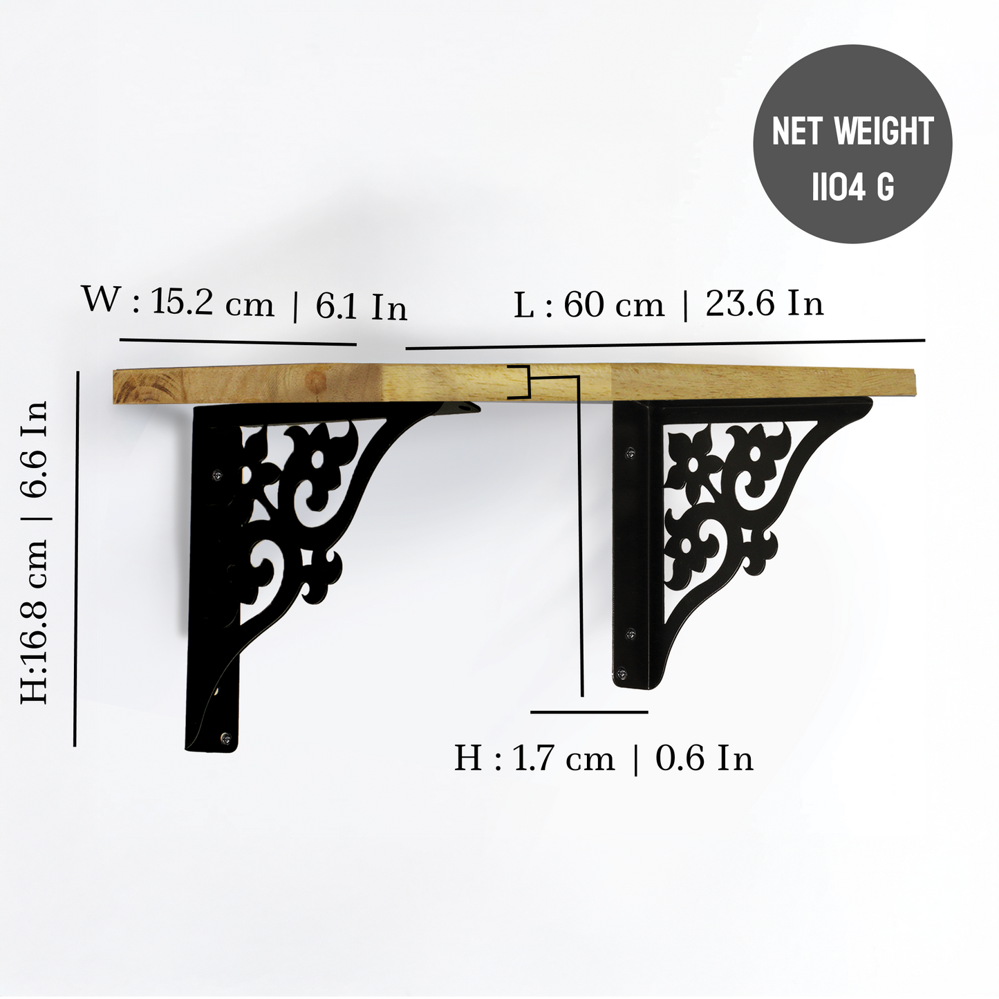 Wooden Pooja Shelf - Triple Floral (Lakdi Puja Shelf Teen Phool)