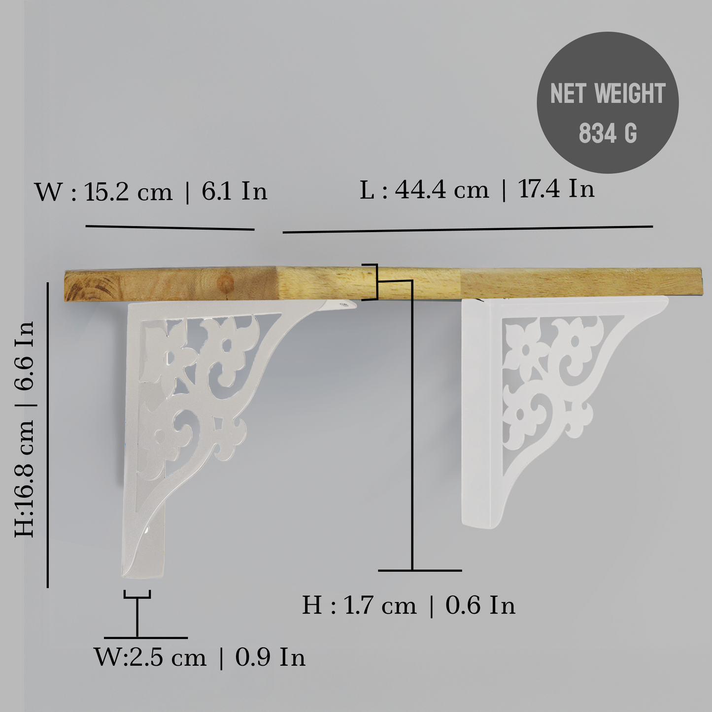Wooden Pooja Shelf - Triple Floral (Lakdi Puja Shelf Teen Phool)