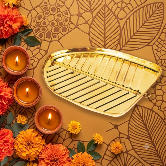 Brass Banana Leaf Puja Thali