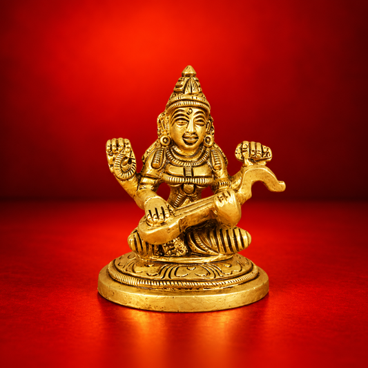 सरस्वती पीतल मंदिर मूर्ति