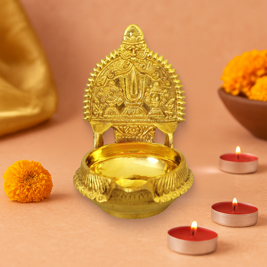 Kuber Shank Size-40 (Perumal Kuber Vilaku) (Pital Dhanpati Conch Deepak)