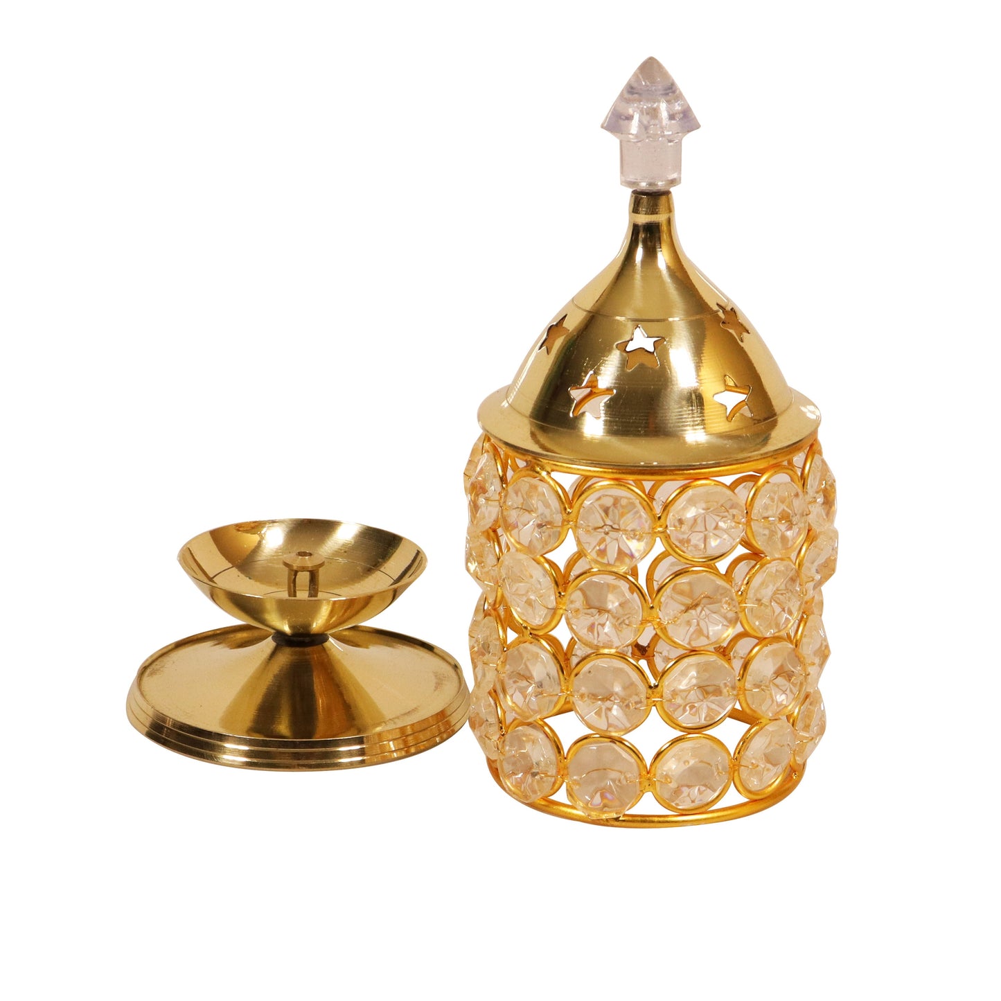 Brass Himalayan Crystal Deep (Piller No,2) (Pital Himalay Sphatik Deepak)