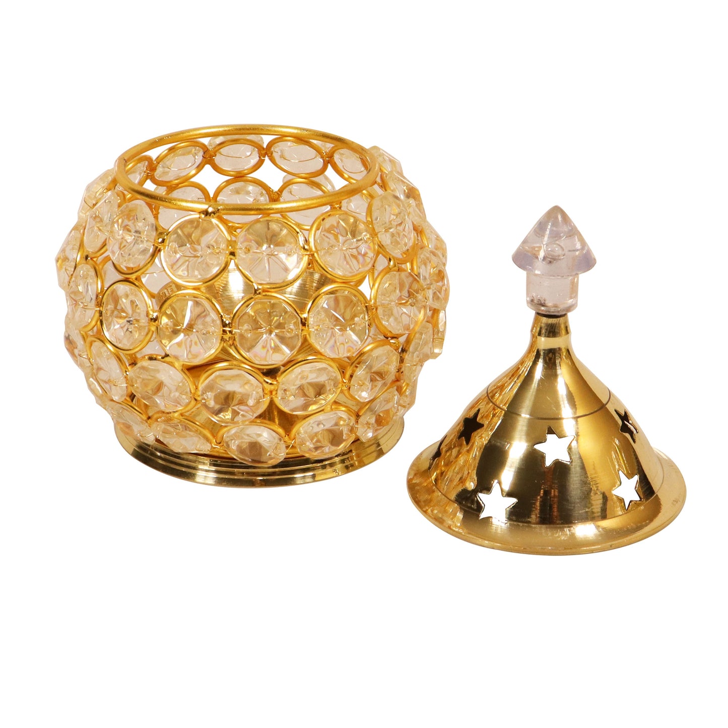 Brass Himalayan Crystal Deep (Matki No,2) (Pital Himalay Sphatik Matka Deepak)
