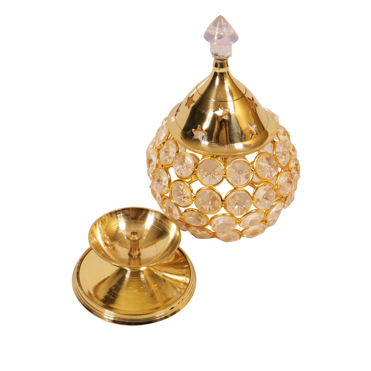 Brass Himalayan Crystal Deep (Matki No,2) (Pital Himalay Sphatik Matka Deepak)