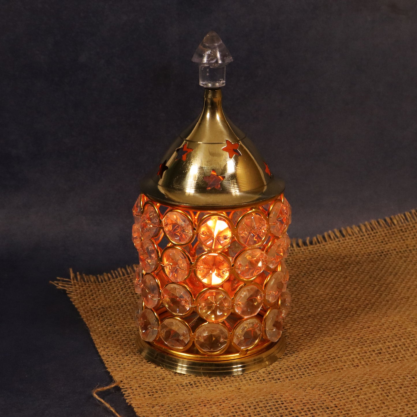 Brass Himalayan Crystal Deep (Piller No,2) (Pital Himalay Sphatik Deepak)