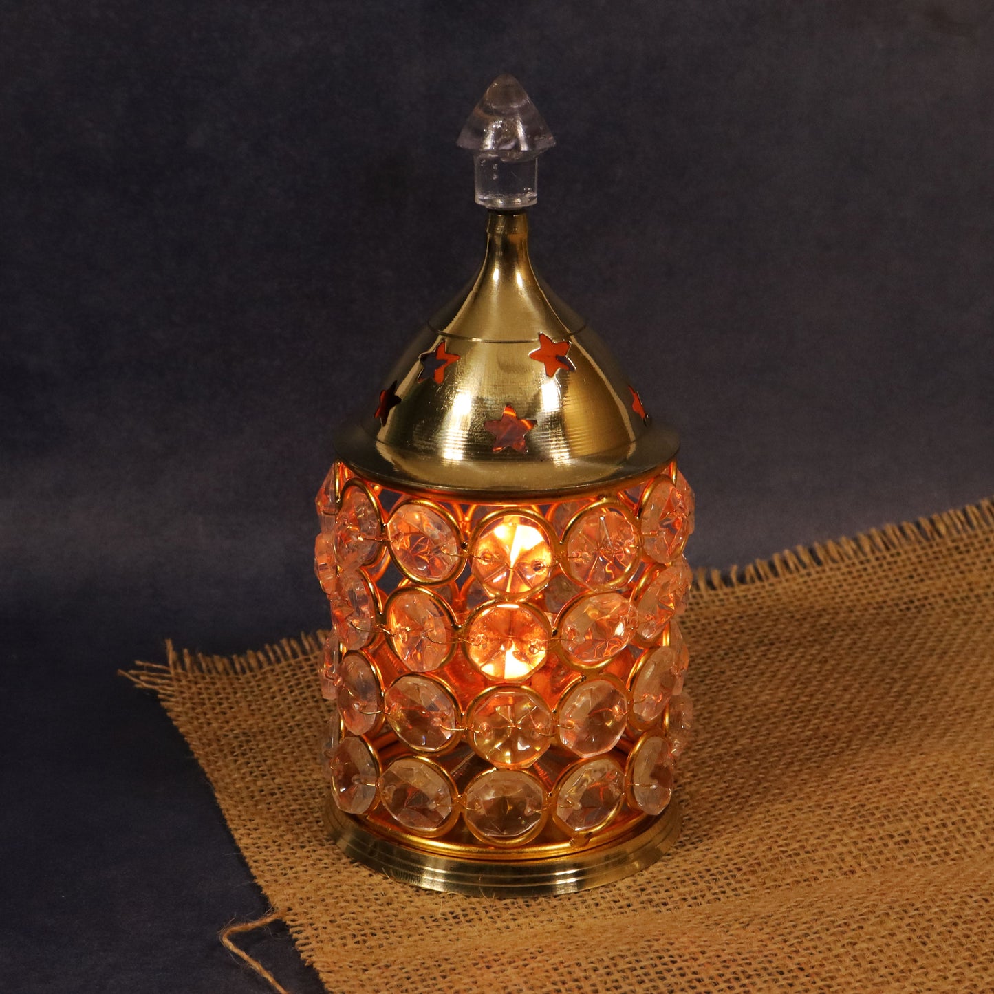 Brass Himalayan Crystal Deep (Piller No,2) (Pital Himalay Sphatik Deepak)