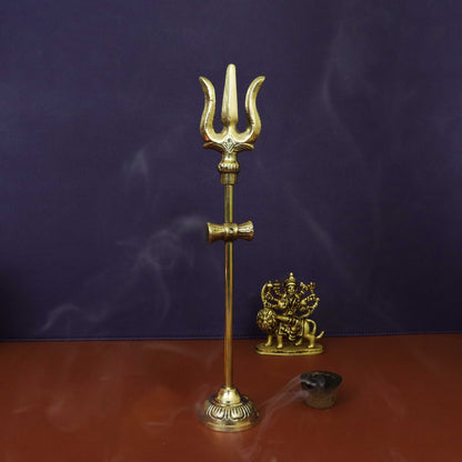 Brass Shiva Trishul with Damru