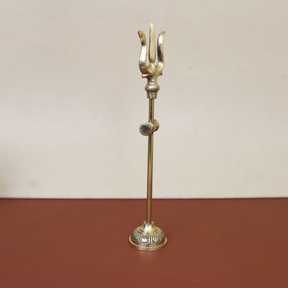 Brass Shiva Trishul with Damru
