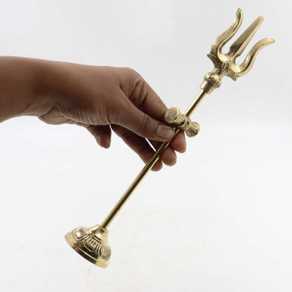 Brass Shiva Trishul with Damru
