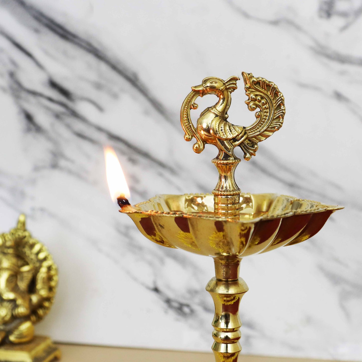 Brass star peacock diya Big(0.285gm)