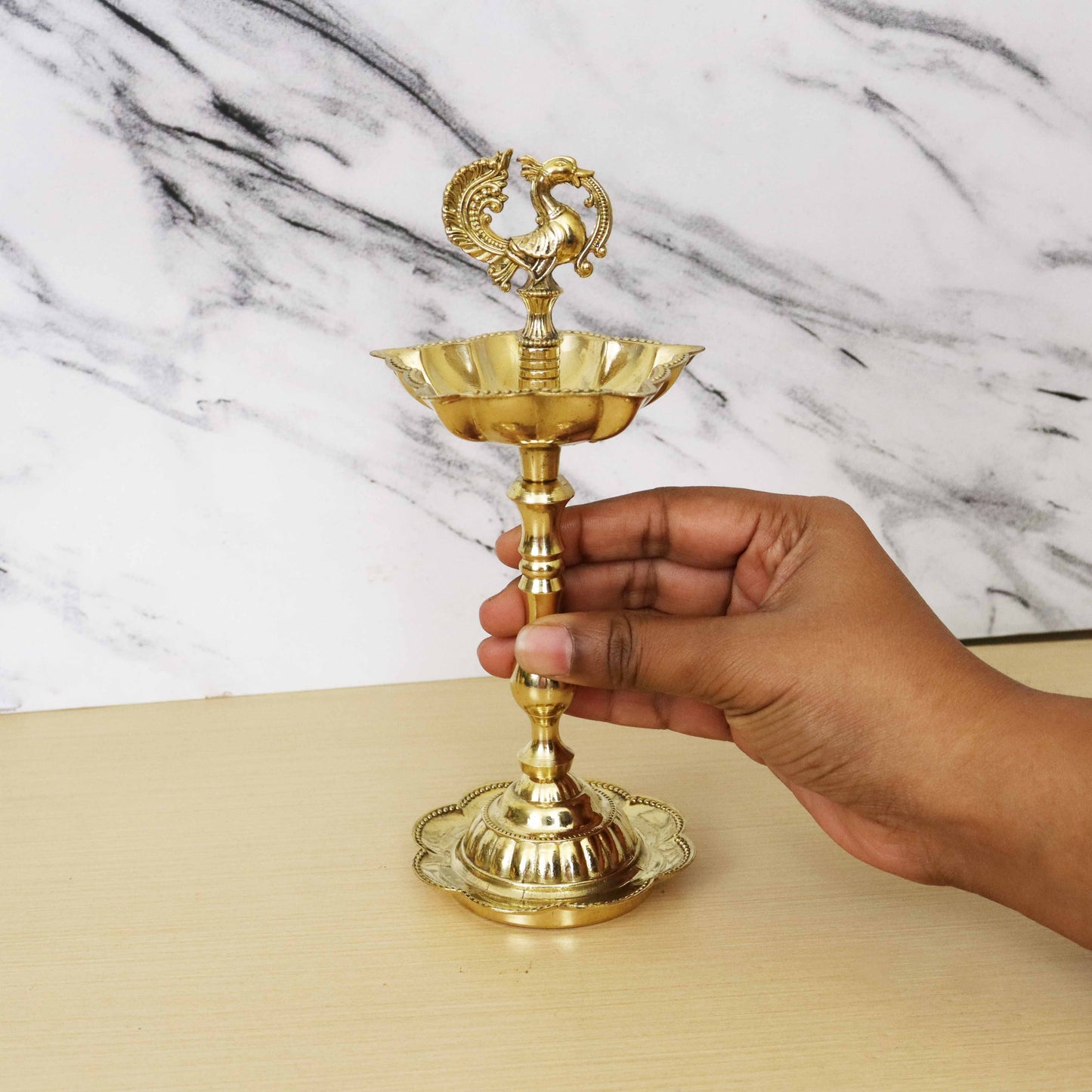 Brass star peacock diya Big(0.285gm)