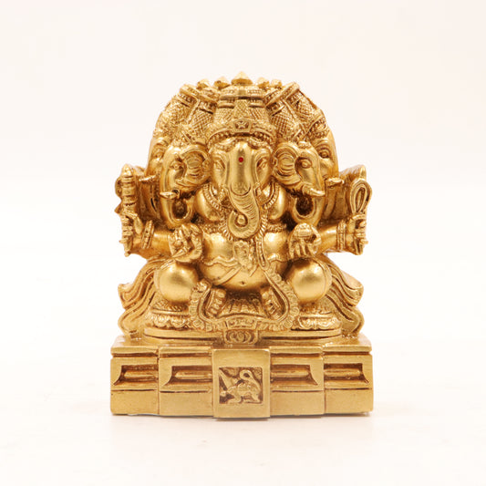 Resin Fiber Panchamuga Vinayagar-Gold
