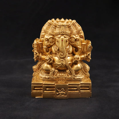 Resin Fiber Panchamuga Vinayagar-Gold (Panch Mukh Vinayak Murti)