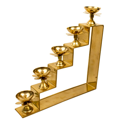 Brass Five Step Diya (Pital Panch Sidhi Deepak)
