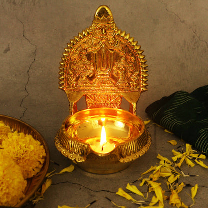 Kuber Shank Size-40 (Perumal Kuber Vilaku) (Pital Dhanpati Conch Deepak)