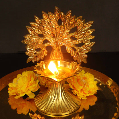 Brass Kalp Tree Diya (Karpagavircha Diya) (Pital Kalpa Vriksh Deepak)