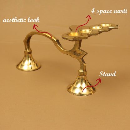Karpoor Aarti Four Face Diya (0.290gm) (Pital Kapoor Char Mukh Deepak)