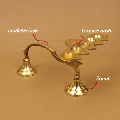Brass Karpoor Aarti Five Face Diya