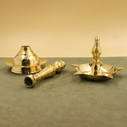Brass Kerala Fancy Diya Size-9 (Pital Kerala Sundar Deepak)