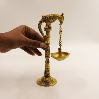 Aakrati Diya with Parrot (Pital Tota Deepak)