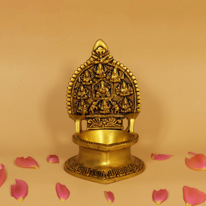 Antique Ganesh Astalakshmi Diya (Pital Vinayak Deepak / Ganapati Vilakku)