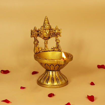 Antique Tirupathi Balaji Diya-Small (Pital Prachin Tirupati Deepak)