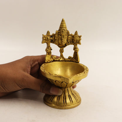 Antique Tirupathi Balaji Diya-Small (Pital Prachin Tirupati Deepak)