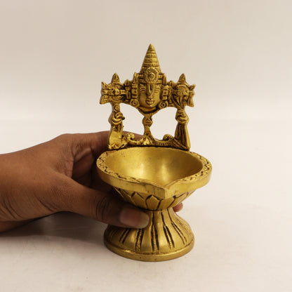 Antique Tirupathi Balaji Diya-Small (Pital Prachin Tirupati Deepak)