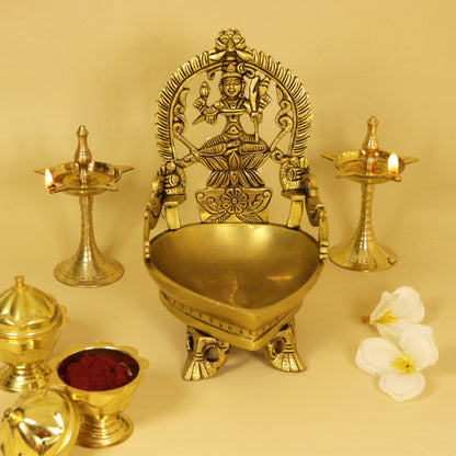 Brass Antique Kanchi Kamatchi Diya (1.320gm) (Pital Kanchipuram Kamakshi Deepak)