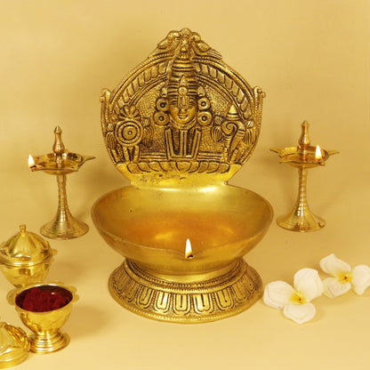 Brass Perumal Face Diya-Big (Pital Vishnu Mukh Deepak / Tirupati Balaji Diya)