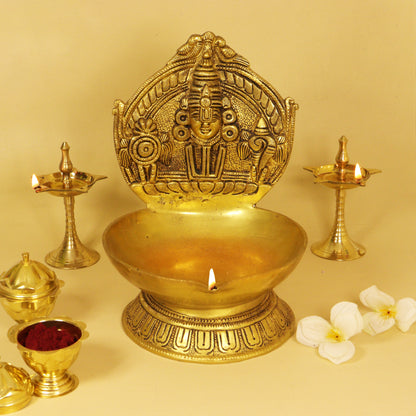 Brass Perumal Face Diya-Big (Pital Vishnu Mukh Deepak / Tirupati Balaji Diya)