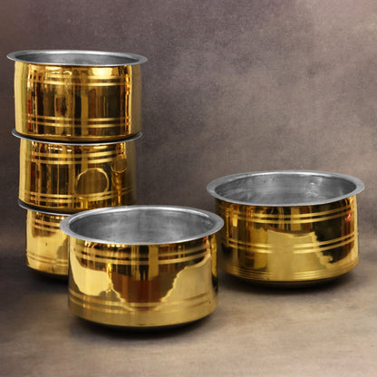 Golden Premium Brass Vadi Chatti - Set of 5