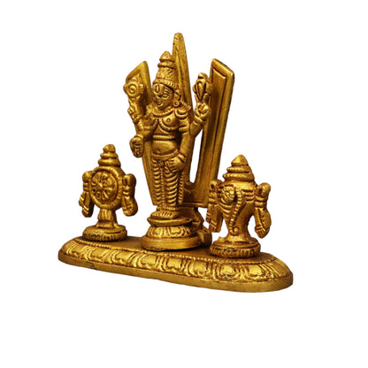 Brass Shangu Chakra Namah Perumal Statue (Pital Vishnu Murti / Tirupati Balaji)
