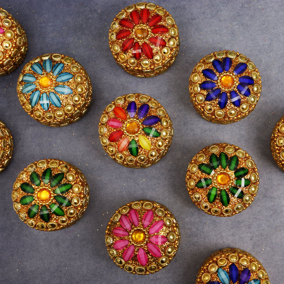 Multi color stone kumkum  size-2 Pack of 8